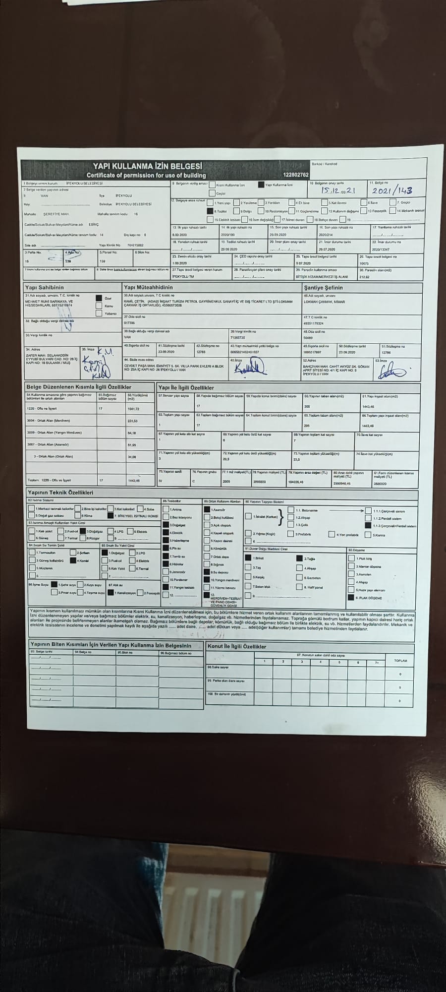 Yapı Kullanma İzin Belgesi